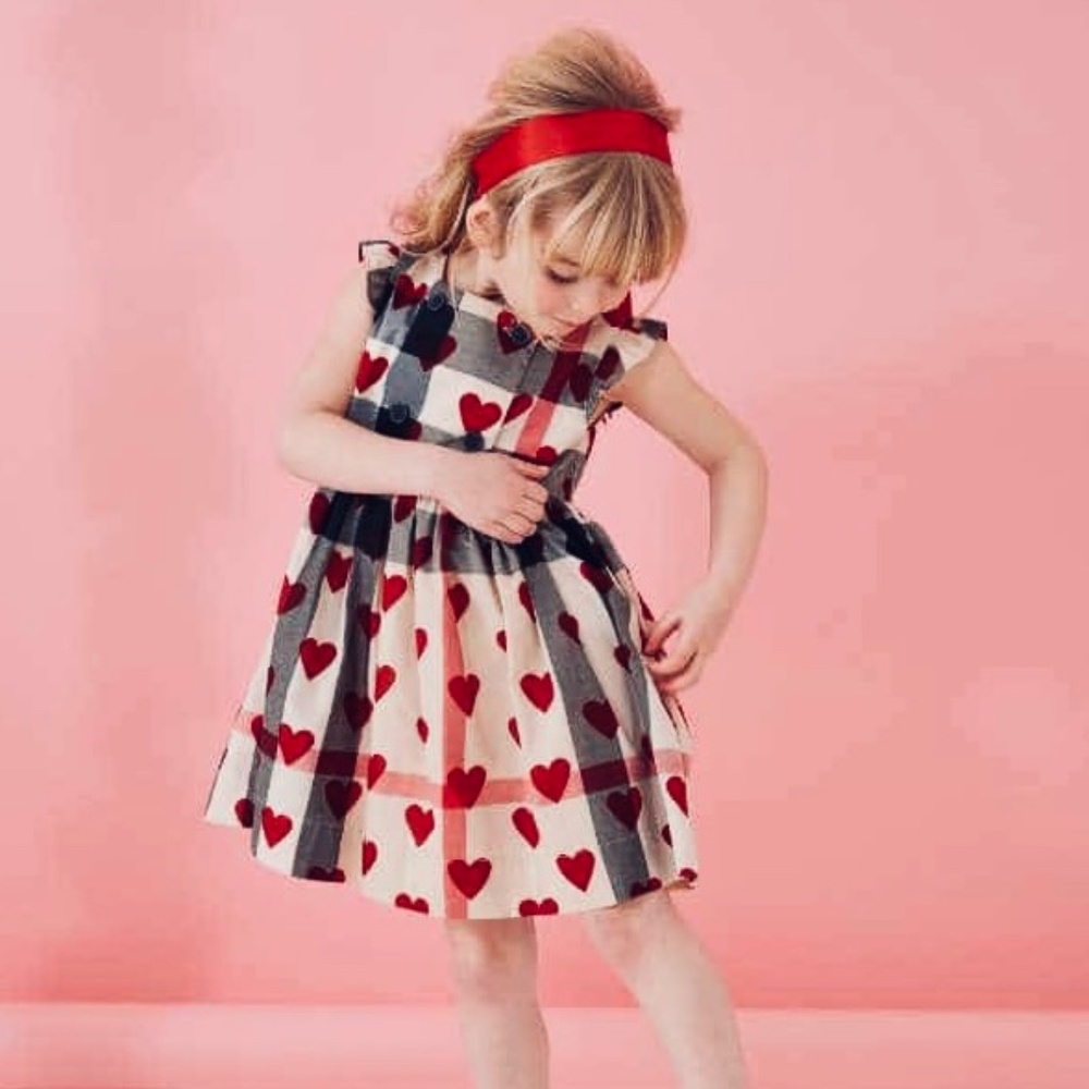 Burberry Plaid Heart Sleeveless Cotton Dress New With Tags size 6